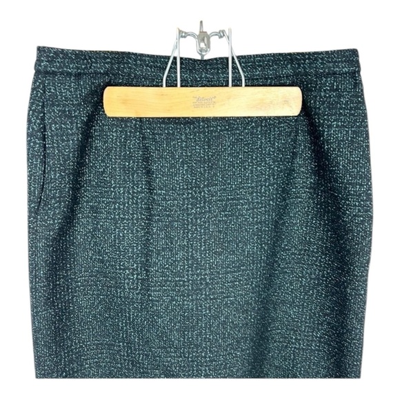 Lee David Ltd Collection Vintage Black & Teal Wool Blend Midi Skirt Size 15/16 - Picture 4 of 7